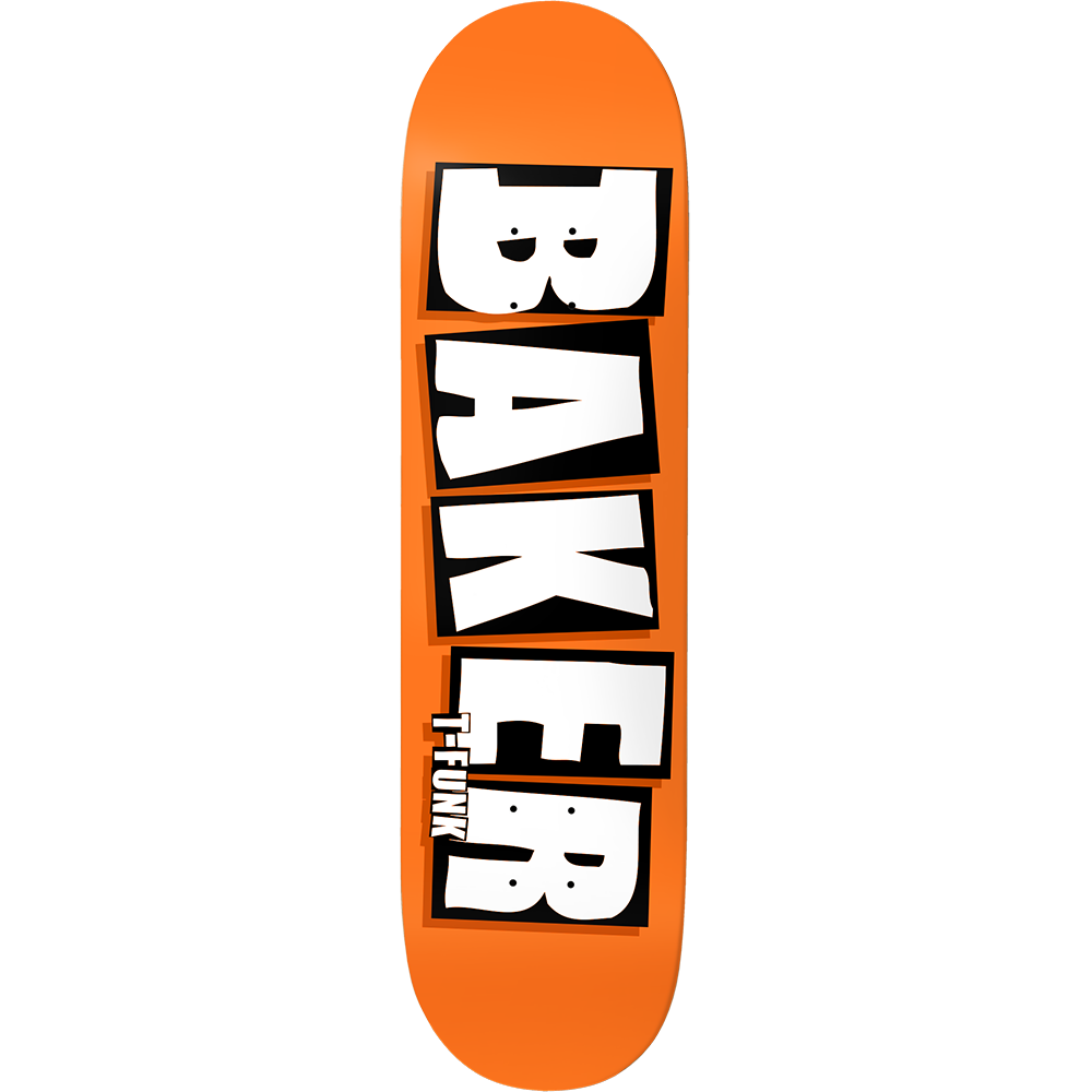 HeritageSKTBDS-Baker - T-Funk Brand Name Neon Orange B2 8.25 - Skateboard Deck
